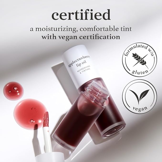 NOONI Korean Lip Oil - Applecranberry | Long-Lasting, Moisturizing, Plumping, Revitalizing for Dry Lips, Waterproof, No Peel Off, Hydrating, Nourishing Crystal Clear, Stocking Stuffers, 0.12 FL Oz