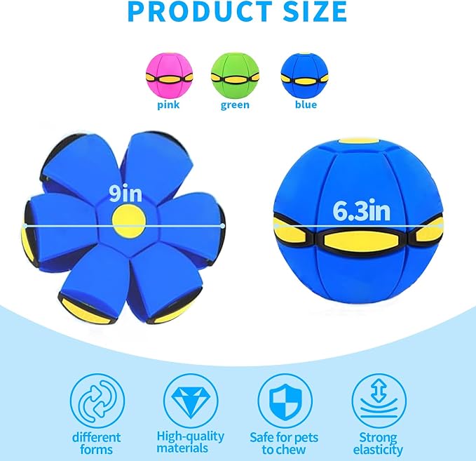 2PCS Magic Bouncing Ball, Magic Meta - Ball, Children's Magic Bouncing Balls, Dual Form Flying Saucer, Parent-Child Interaction with 3 Light Suitable for Indoor & Outdoor Play Green and Blue
