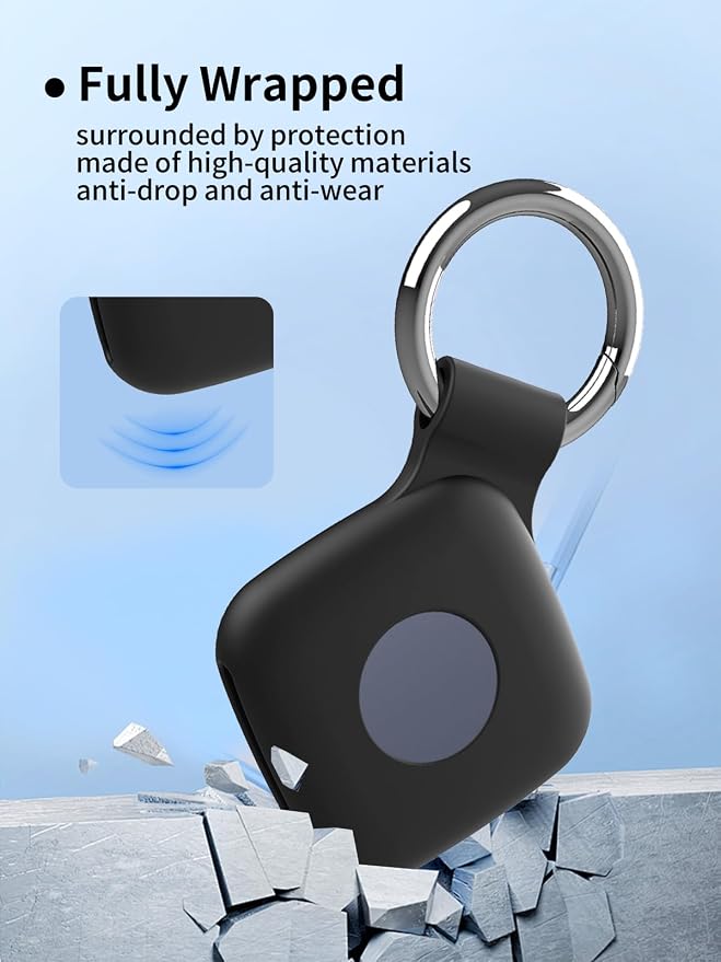 Case for UGREEN Tracker Tags, Shockproof Silicone Cover. | Shockproof & anti - slip, protects against scratches. Precise cutouts ensure full functionality. Black(2 Pack).