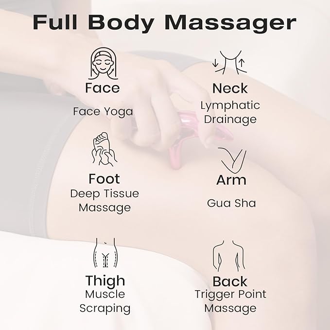 lifechill Trigger Point Massage Tool for Pain Relief Deep Tissue, Gua Sha & Muscle Scraper Tool for Full Body, Thumb Saver Acupressure Tool Relieve Muscle Knots, Christmas Gifts for Women (Rose Red)