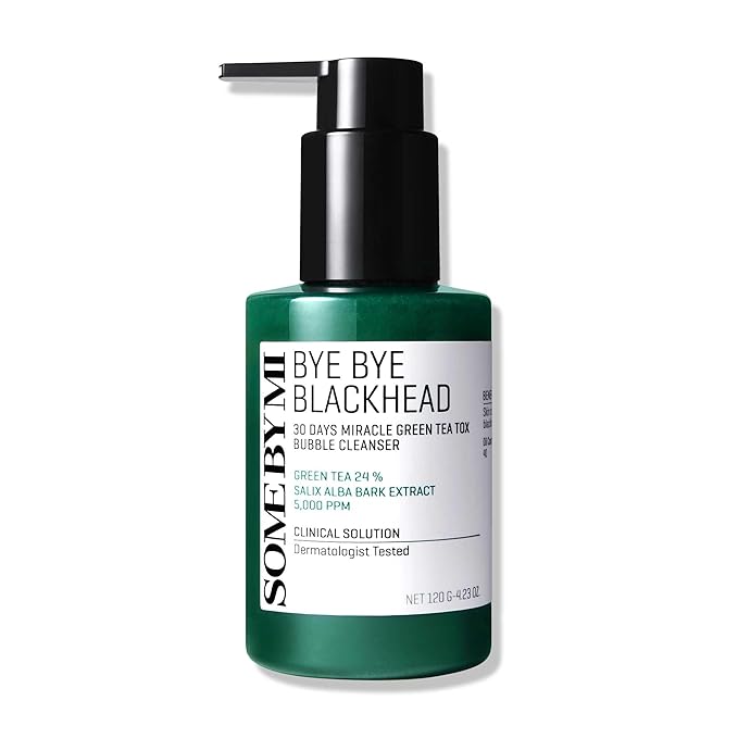SOME BY MI Bye Bye Blackhead 30 Days Miracle Green Tea Tox Bubble Cleanser – 4.23oz, 120g – Korean Face Wash & Bubble Face Mask – Daily Blackhead-Removing Pore Minimizer for Face – Korean Skin Care