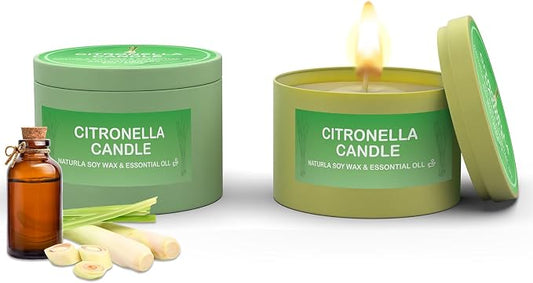 Citronella Candles Outdoor, 2-Pack Natural Citronella Scented Candles for Outside Patio, Garden&Camping, Summer Gifts for Indoor Home Fresh and Cool Aromatherapy Candles