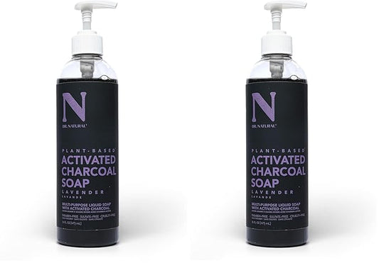 Dr. Natural Activated Charcoal Liquid Soap - Anti Acne and Blemishes - Deep Cleansing Body Wash - Gentle Body Soap for Clear Skin - Lavender - 16 oz (Pack of 2)