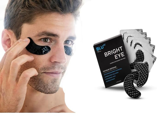 Men's Under Eye Patches – Activated Charcoal Anti-Aging Masks for Dark Circles, Puffiness & Fine Lines – 10-Minute Treatment