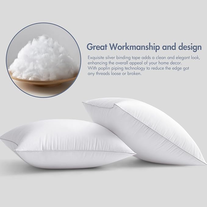 MIULEE 22 x 22 Pillow Inserts (Set of 2) -Decorative Throw Pillows for Sofa Couch with 100% Cotton Covers