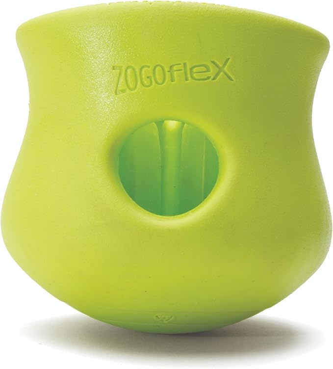 West Paw Zogoflex Toppl Interactive Treat Dispensing Puzzle Dog Toy for Mental Stimulation & Enrichment-Holds Kibble & Treats-Lickable, Freezable & Dishwasher Safe-Made in USA-Small-Granny Smith Green