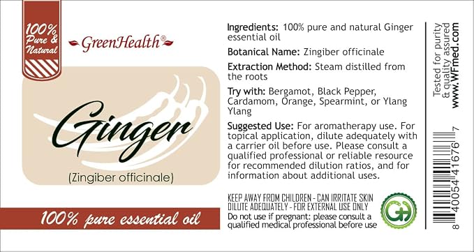 GreenHealth Essential Oil 15 ml – 100% Pure Essential Oil (Ginger)