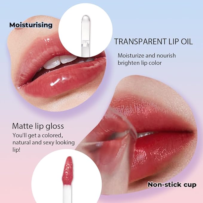2-in-1 Matte Liquid Lipstick & Clear Lip Gloss, Long Lasting Waterproof Smudge Proof 24 Hour Lip Color Stain, Non Stick & Non Fading, Vegan Matte Makeup Lip Stain for Women, Orange Pink #05