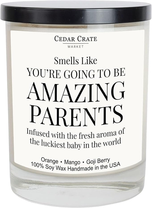 Cedar Crate Market - Gift for New Parents, Baby Shower, Gender Reveal, Mother’s & Father’s Day, Mango Orange Goji Berry Scented Candle – 100% Soy Wax Candle | Made in USA