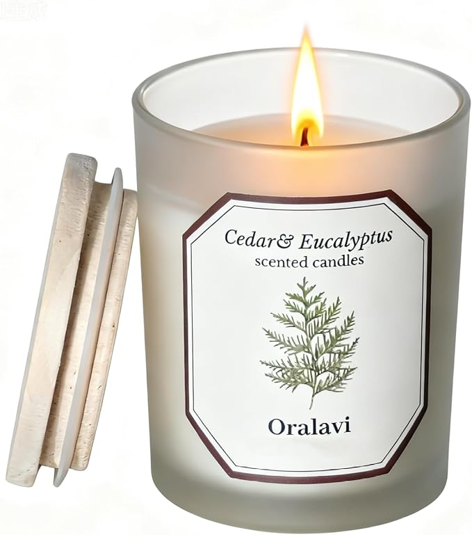Cedar Eucalyptus Scented Candles for Home, Non-Toxic Soy Wax 16oz Aromatherapy Candle Gifts,Highly Scented & Long Lasting Cedar Candle for Home Relaxation|Stress Relief|Mediation|Spa