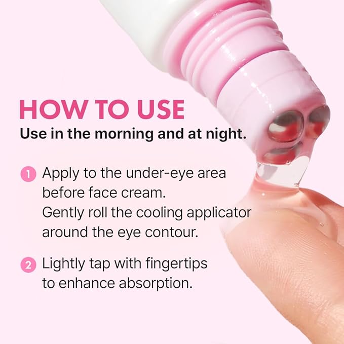 Hanskin Hyaluron Eye Serum – Korean Hydrating Eye Care | 4 Types of Hyaluronic Acid & Cooling Metal Applicator | De-Puffing, Smoothing & Brightening for Tired, Dry Skin | 0.85 fl oz