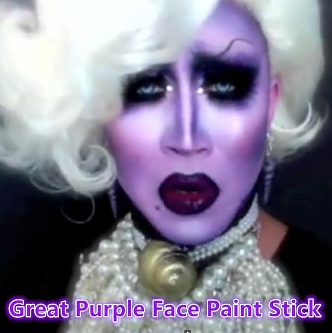 Go Ho Dark Purple Face Body Paint Stick,Easily Washable Formula Purple Face Paint Stick,Non-toxic Cream Purple Body Paint for Halloween Costumes Mermaid Ursula Costume Cosplay SFX Makeup
