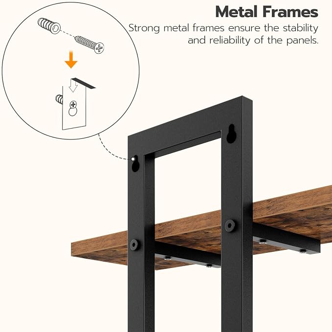 HOOBRO Floating Shelves, 15 Inch Wall Shelf Set of 3, Wall Mounted Storage Shelves 2-Tier, Hanging Bathroom Shelves, for Living Room, Bedroom, Bathroom, Kitchen, Rustic Brown and Black BF32BJP301