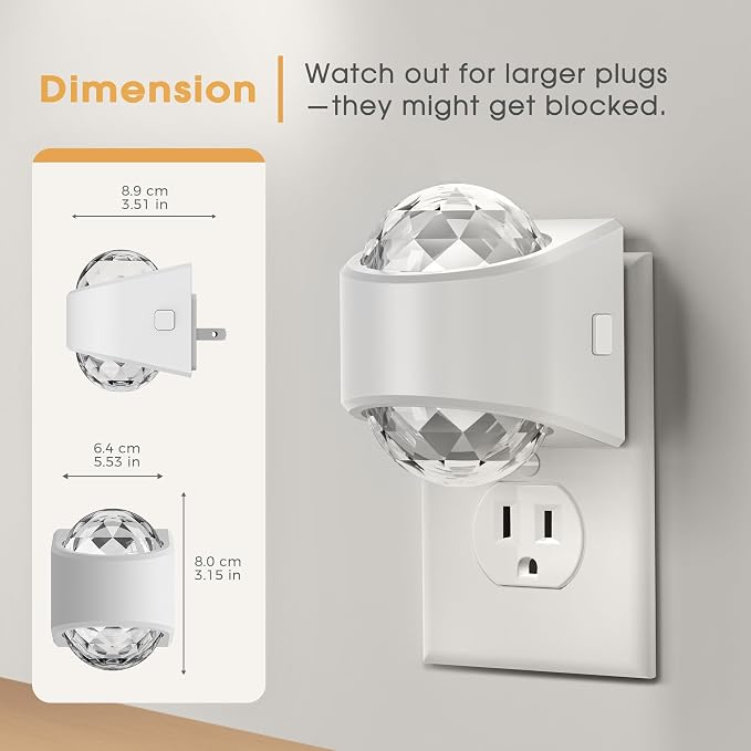 Night Light, Night Lights Plug into Wall, Projector Night Light | Soft White for Bedroom, Dimmable Brightness Dusk to Dawn LED Nightlight for Kids, Nursery, Bathroom, Home Decor, Gaming Room
