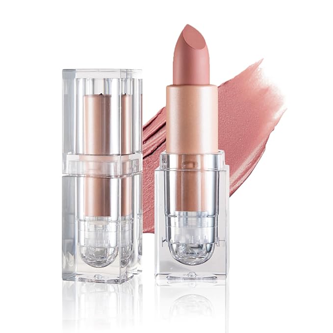 Matte Nude Lipstick Velvet Lip Gloss Non-Fading Non-Sticky Cup Nude Lipstick Matte Lip Stain Long Lasting Waterproof Lipstick for Women Girls Daily Lip Makeup-601 Nude Pink