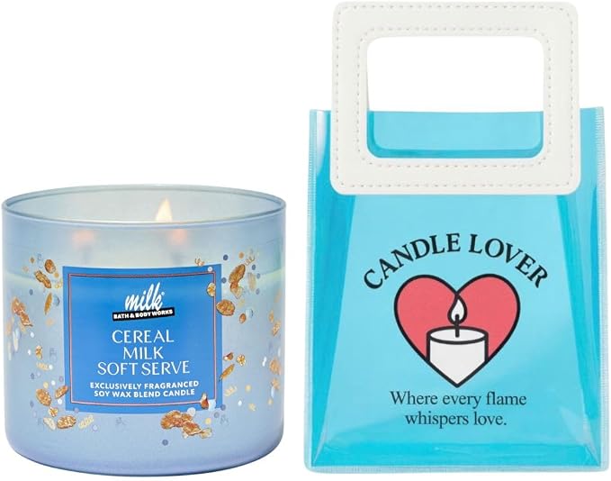 Cereal Milk Soft Serve - White Barn-Bath/Body Work- 3-Wick Scented Candle 14.5 OZ Burns 25-45 Hours and Gift Bag (Label Artwork Varies)