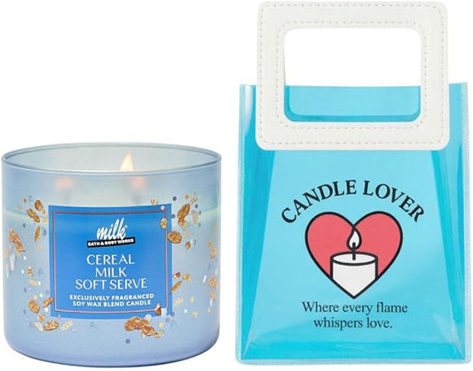 Cereal Milk Soft Serve - White Barn-Bath/Body Work- 3-Wick Scented Candle 14.5 OZ Burns 25-45 Hours and Gift Bag (Label Artwork Varies)