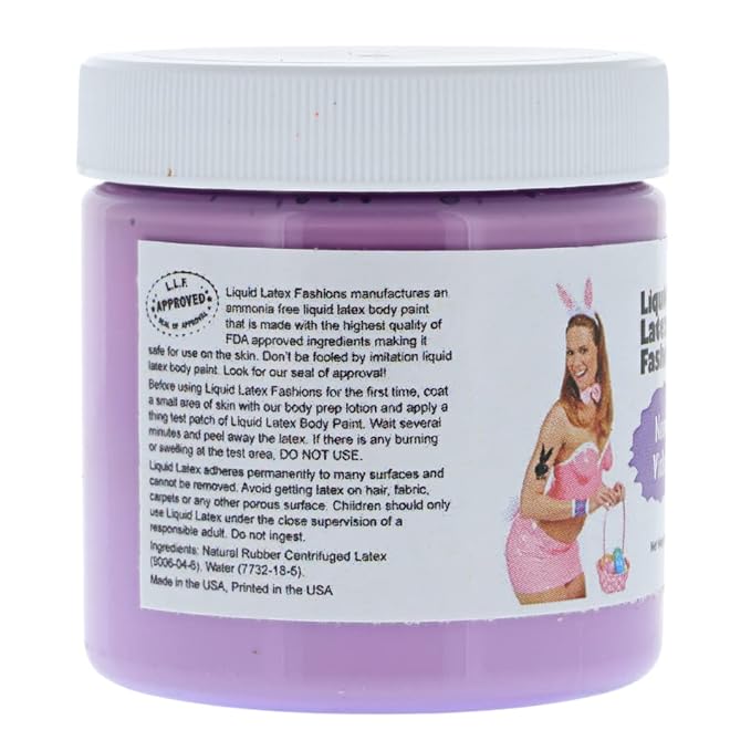 Liquid Latex Fashions- Ammonia Free Neon Violet Makeup Effects Body Costume Creation Paint for Adults and Kids, Ideal for Art and Cosplay, Easy to Peel Off- 4 Oz