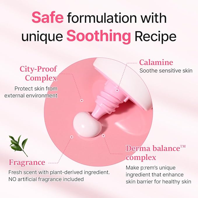 MAKE P:REM Soothing Pink Tone Up Sunscreen, Mineral Sun Care for Dehydrated Skin, Lightweight, Non-Greasy Formula, Skin Tone Correction, Korean Sunscreen, SPF 50, 1.69 fl.oz. (50ml)