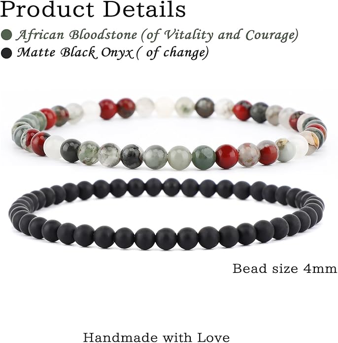 NCB 2.3-Piece 4mm Natural Crystal Gemstone Stretch Bracelets – Handmade Reiki Energy Healing Jewelry for Meditation,Yoga, Unisex