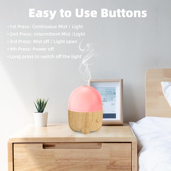 SEEDSEEL 150ML Rechargeable Battery Essential Oil Diffuser, Portable Cordless Aromatherapy Diffuser with 7 LED Color Changing Lights, for Bedroom, Office, Outdoor