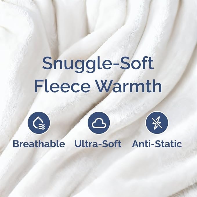 Fleece Blanket Cal King Size - Ultra-Soft Flannel Fleece Blanket - White | Soft, Warm, Outdoor Picnic Blanket for Camping, Travel, Lightweight, Cozy, Anti-Static, Home Decor Gifts for Men & Women