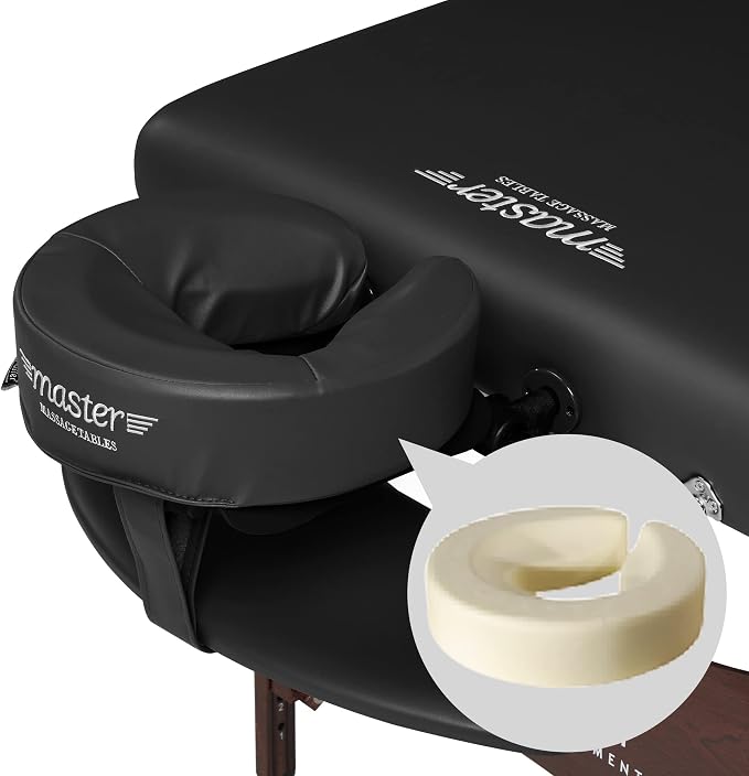 Master Massage 30" Newport Portable Massage Table Package with 2.5" Cushion, Walnut Frame, Steel Cables, Pillow & Accessories – Black