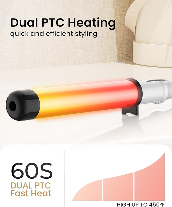 HOSON 1 1/2 Inch Large Curling Wand for Long Hair, 1.5 Inch Ceramic Extral Long Barrel Curling Wand Professional Dual Voltage, Adjustable Temperature