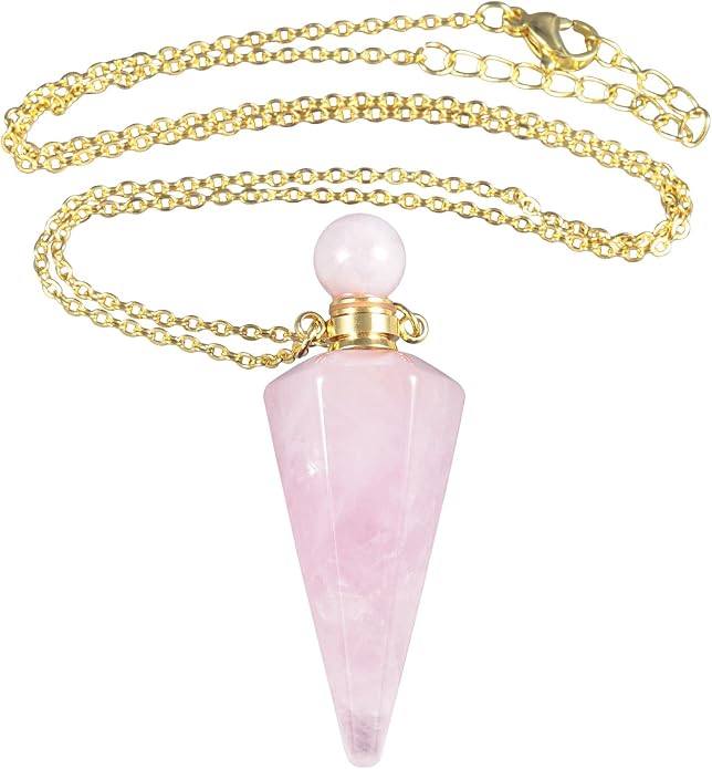 TUMBEELLUWA Crystal Perfume Bottle Necklace for Women Men | Faceted Crystal Point Necklace, Essential Oil Diffuser Vial Necklace, Openable Locket Bottle Jewelry for Daily Wear