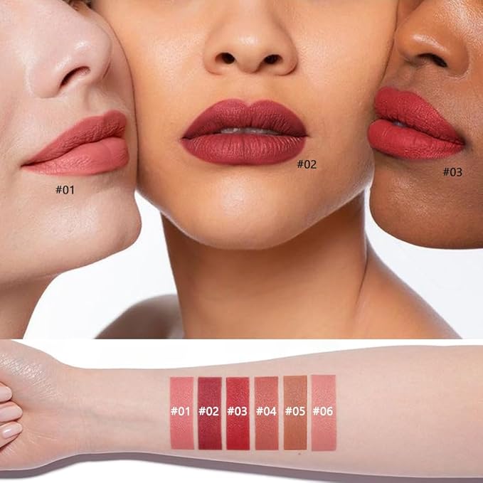 3Pcs Nude Pink Wine Red Matte Lipstick Set for Older Women,Velvet Long Lasting Waterproof Smudge Proof Lip Stick,24 hr Hours Magic Lipstick 24 Hours Original Lip Stick Stain Makeup Kit,Vegan