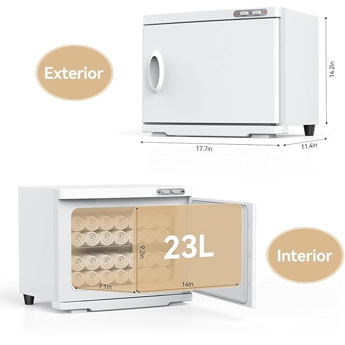 23L Hot Towel Warmer Spa, Large 2-in-1 Spa Towel Warmers for Facials Esthetician, Towel Warmer Cabinet Towel Heater for Barber, Salon(White)