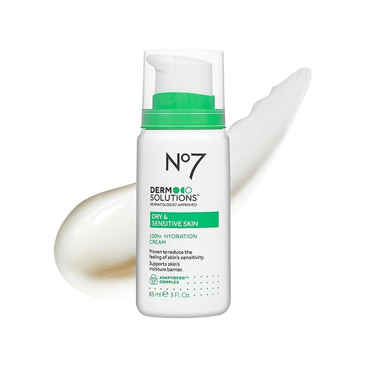 No7 Derm Solutions 100hr Hydrating Face Moisturizer - Face Cream Formulated with Ceramides, Niacinamide & Adaptogens to Help Maintain Moisture Barrier - For Sensitive & Dry Skin (3 Fl Oz)