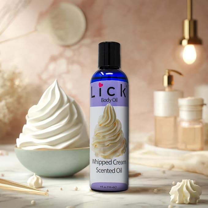 LICK Whipped Cream Creamy Scented Body Oil – Non-Greasy Daily Hydration with Almond Oil & Vitamin E – 4 oz