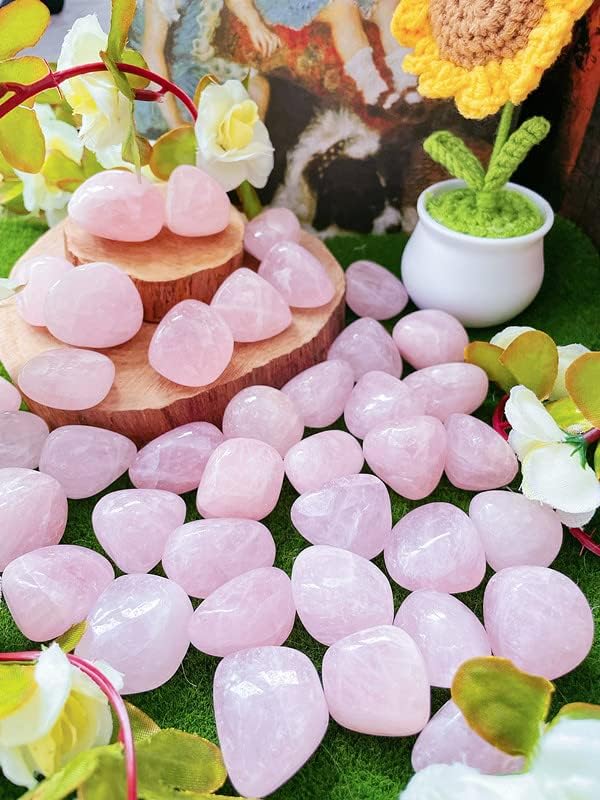 DUQGUHO Rose Quartz Healing Crystals Stones Set Natural Bulk Crystals Tumbled Polished Irregular Crystal Stones Bulk Rocks 0.45 lbs