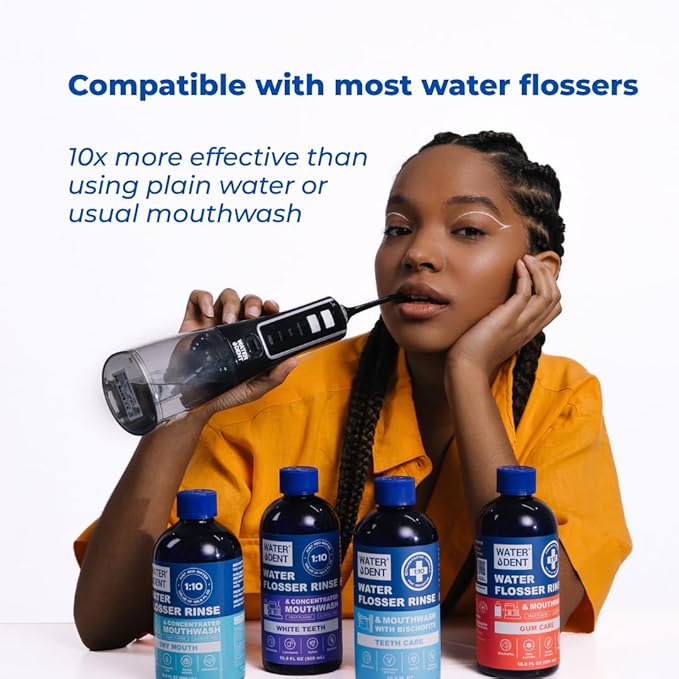2 Pack Set - Concentrated Water flosser Rinse & Mouthwash Teeth WHITENING & Gum Care, Alcohol Free, Made in USA