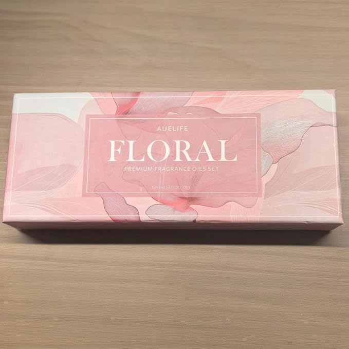 Auelife Floral Essential Oils Set, 6x10ml Rose, Jasmine, Lavender, Gardenia Pure Fragrance Oils for Diffuser, Candle Making, DIY Bath Bomb, Romantic Home Aromatherapy