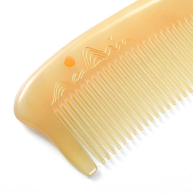 TAN MUJIANG Wooden Hair Comb Sheep Horn