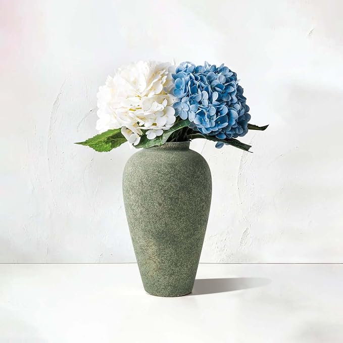 Ceramic Flower Vase Home Decor - 9.2 inch Large Farmhouse Table Vases, Rustic Decorative Vases for Kitchen Living Room Coffee Dining Shelf Mantel Decoration