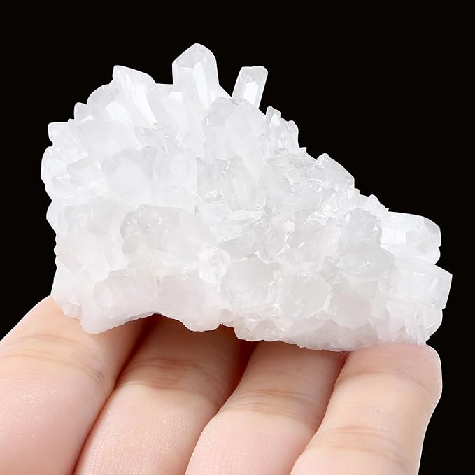 ZHIYUXI Clear Quartz Crystal Cluster 2.1-2.8 oz Quartz Geodes Cuarzo Raw Stone Rock Stones Natural Clear Crystals for Beginners Collectors Reiki 1pc