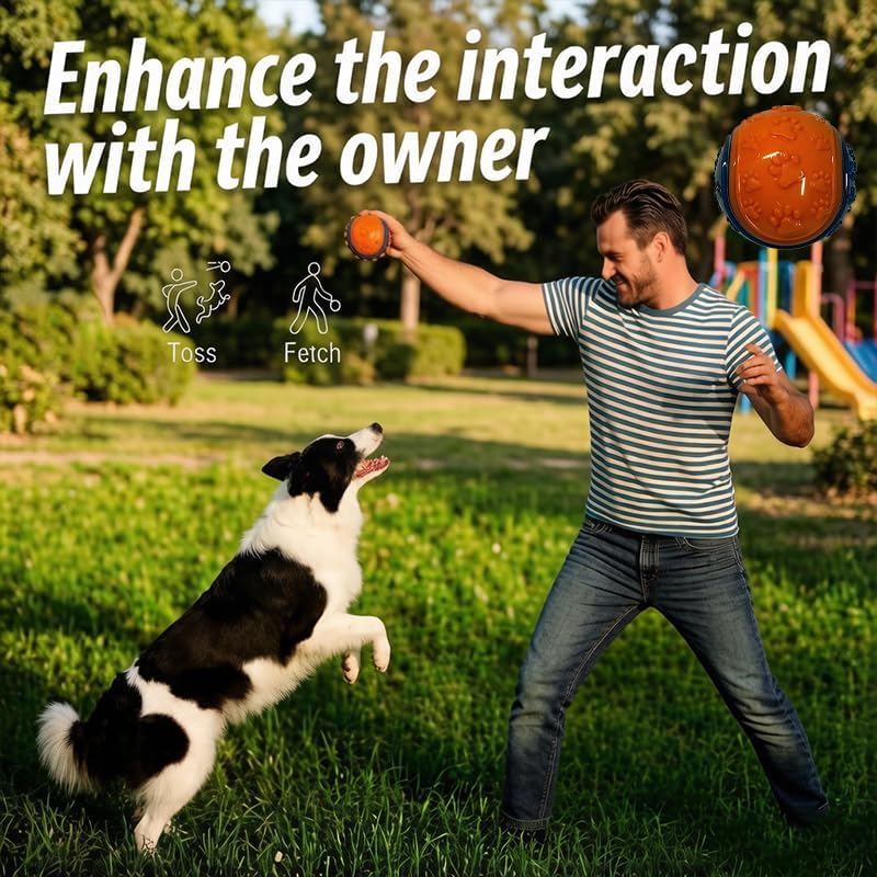 2026 New Interactive Dog Toy Ball, Durable Squeaky Treat Dispensing Dog Chew Toys for Aggressive Chewers, Puppy Teething & Boredom Relief, Puzzle Enrichment Toys for Small Medium Large Dogs, 4 Pack