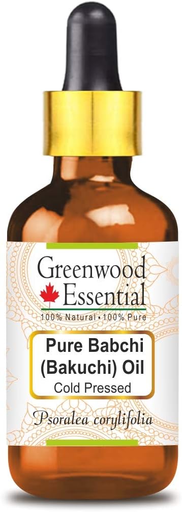 Greenwood Essential Babchi (Bakuchi) Oil (Psoralea corylifolia) with Glass Dropper | Cold Pressed | Natural | Undiluted | for Diluting Essential Oils | for Skin & Massage | Unisex | 15ml (0.50 oz)