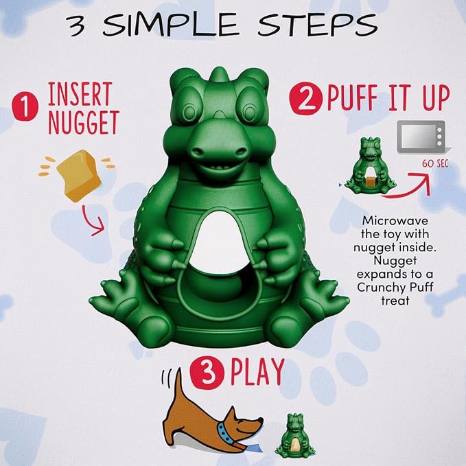 Yeti Puff & Play Interactive Dog Toy, Nugget Treat Dispenser, Green Dragon