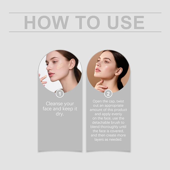 Color Changing Foundation Stick, Medium to Full Coverage Cream Stick Hydrating Makeup, Dual-Ended with Soft Brush for Flawless Look, Portable & Travel-Friendly (Ivory White)