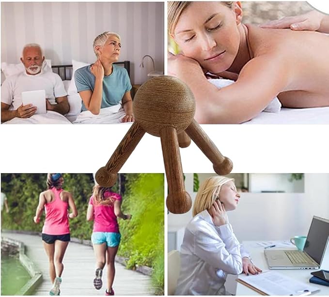 OULIGET Wooden Trigger Point Massage Tool,Spider Shape 5 Legs Massager,Scalp Massager Scraping Tool for Back,Neck,Shoulder and More