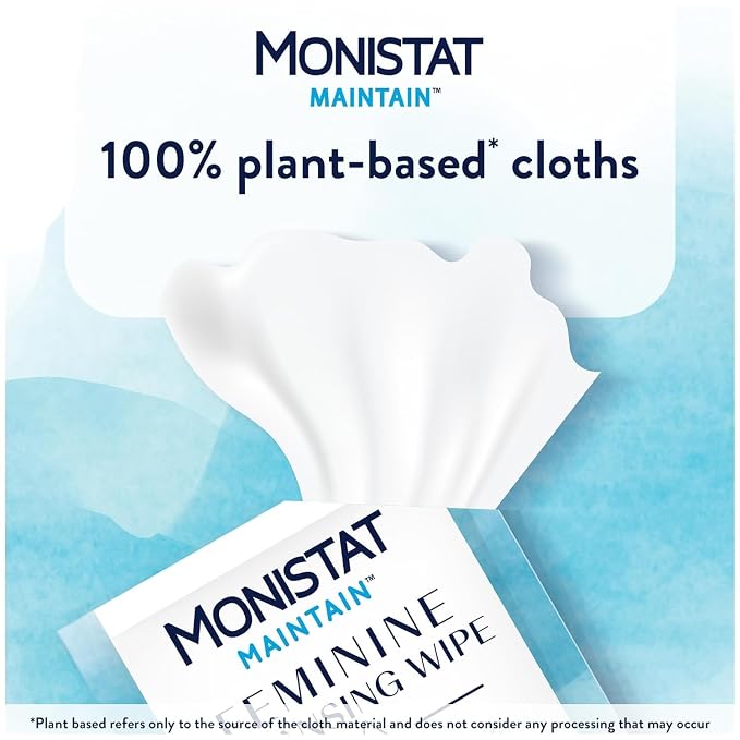 Monistat Maintain Feminine Wipes for Feminine Care, Fragrance Free, 12 CT (Pack of 3)