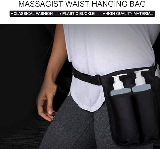 ZJchao Massage Oil Bottle Bag, Adjustable Massage Bottle Holster Massage Lotion Massage Oil Shoulder Bag, Black Hip Belt for Hiking, Running, Cycling, Traveling
