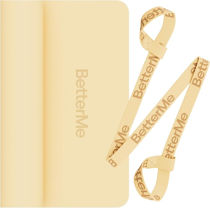 BetterMe Yoga Mat - Non-Slip Exercise Mat for Women - Cushioned Pilates Mat for Home Workouts, Stretching & Hot Yoga - Portable Fitness Mat with Strap