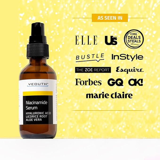 YEOUTH Niacinamide Serum for Face 10% with Hyaluronic Acid and Aloe Vera, Hydrating B3 Skin Care Face Serum for Women and Men, Hydrating Skincare Enhances the Look of Even-Toned Skin 2oz