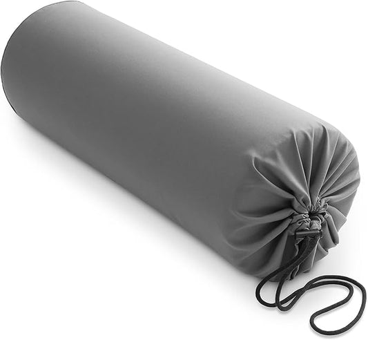 Saloniture Microfiber Cylinder Pillow Case Cover for Massage Table Bolsters - 30 x 9 Inch with Drawstring Closure, Gray
