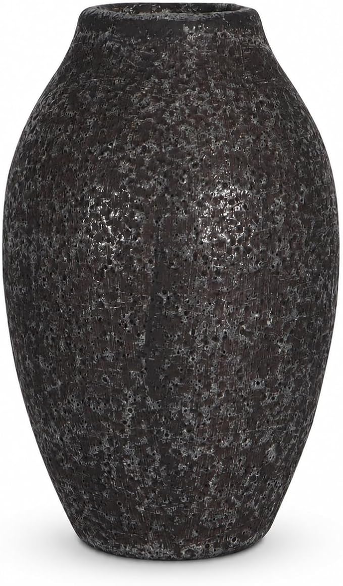 Cream Ceramic Flower Vase Speckled Bubble Glaze Home Decor | 7.08 Inch Rustic Table Vase, Decorative Ornament for Living Room,Office,Wedding,Birthday